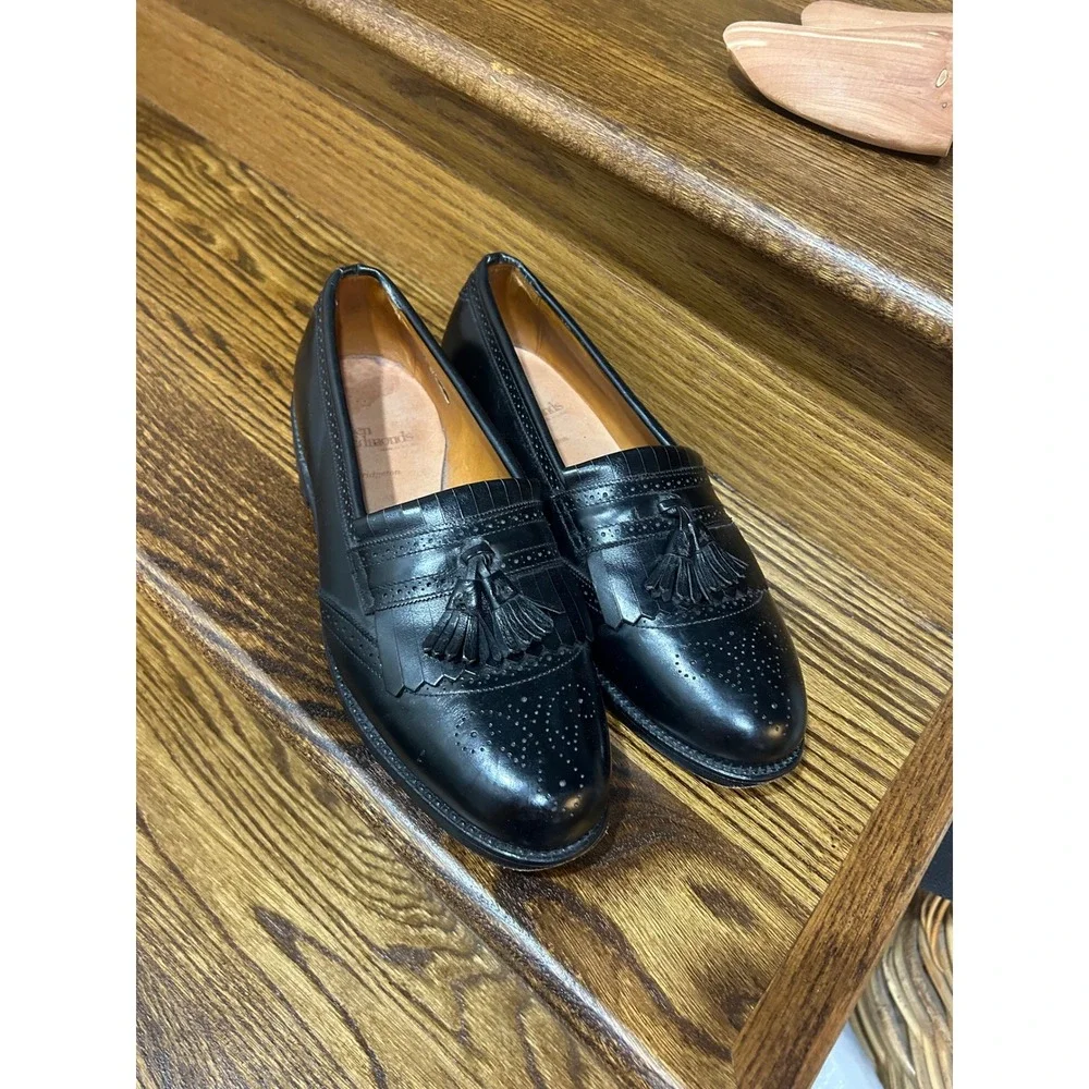 Vintage Allen Edmonds Bridgeton 5009 Mens 11 D Black Kiltie Tassel Loafers USA